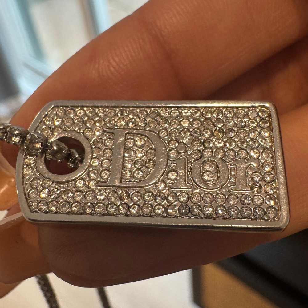 Christian Dior Crystal Dog tag Necklace - Picture 10 of 10